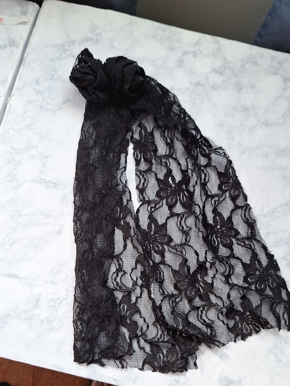 Black Floral Lace Scarf - Women's Accessory